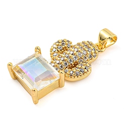Rack Plating Brass Micro Pave Clear Cubic Zirconia Pendants&nbsp;ZIRC-L100-158G