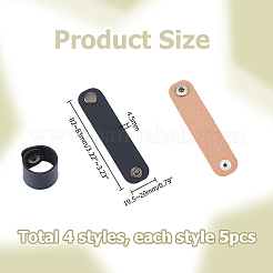 PUレザースカーフクリップ20個（4色）  オーバル  ミックスカラー  82~83x19.5~20x4.5mm  5個/カラー&nbsp;AJEW-HS0001-39