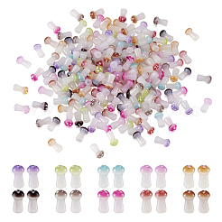 200色不透明ガラスビーズ10個。  キノコ  ミックスカラー  8x4.5mm  穴：1mm  20個/カラー&nbsp;GLAA-TA0001-20