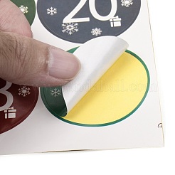 クリスマスアドベントカレンダーステッカー  クリスマスカウントダウンステッカー1~24枚  ギフトシールステッカー用  DIY工芸品  ベーキングデコレーション  番号模様  30.7x19.6x0.02cm  ステッカー：45mm  24pcs /シート&nbsp;DIY-L050-A06