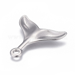 変色しない304ステンレススチールチャーム  レーザー切断  魚尾  ステンレス鋼色  25.5x25x2.5mm  穴：2.5mm&nbsp;LS-STAS-F249-14P-01