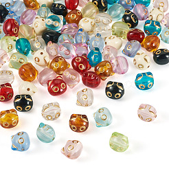 88個11色透明アクリルビーズ  猫  ゴールドライン入り  ミックスカラー  12.5x13x11mm  穴：1.8mm  8個/カラー&nbsp;MACR-TA0002-27