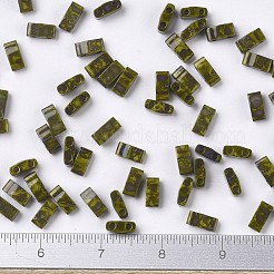 MIYUKIハーフティラビーズ  日本製シードビーズ  2の穴  （htl4519) 不透明ダークイエローピカソ  5x2.3x1.9mm  穴：0.8mm  約250PCS /ボトル  10 G /ボトル&nbsp;SEED-JP0008-HTL4519