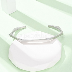 304ステンレススチール製カフバングル  六角  ステンレス鋼色  内径：2-1/2インチ（6.4cm）&nbsp;BJEW-P373-01P
