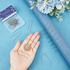 304ステンレススチールチェーンスタッドピアス金具30組  カン付き  アメリカンピアス  ステンレス鋼色  100x1mm  穴：2.5mm  ピン：0.8mm&nbsp;STAS-SC0006-55