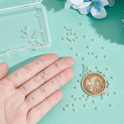 304ステンレススチールビーズ  ラウンド  銀  3x2mm  穴：1.2mm  100個/箱&nbsp;STAS-UN0055-09