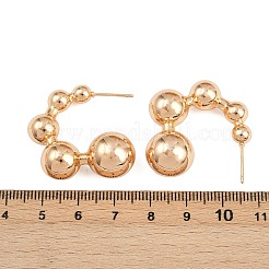 真鍮製スタンドピアス  C字型で丸い  18KGP本金メッキ  30.5x12.5mm&nbsp;EJEW-H168-10G