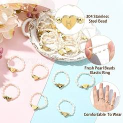 Natural Freshwater Pearl & 304 Stainless Steel Bead Finger Rings&nbsp;RJEW-FS00001-08
