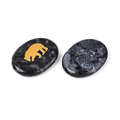 天然ラルビカイトカボション  金色のクマの模様が刻まれた楕円形  44~45.5x34~36x6~7.5mm&nbsp;G-T143-28C