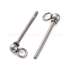 202 ステンレススチールボールスタッドピアス金具  304ステンレススチールのピンとループ付き  ラウンド  ステンレス鋼色  2mm  ピン：0.8mm&nbsp;STAS-F141-06P-2mm