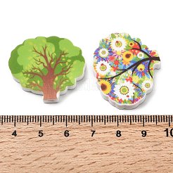 シリコンビーズ  焦点ビーズ  ツリー  ミックスカラー  26~26.5x30x5.5mm  穴：3mm&nbsp;SIL-J001-04