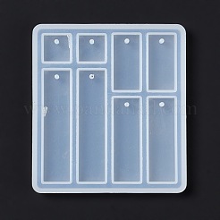 DIYペンダントシリコンモールド  レジン型  ホワイト  長方形と正方形の模様  78x70x5.7mm  穴：2mm  内径：12~51x12~13mm&nbsp;DIY-G065-01F