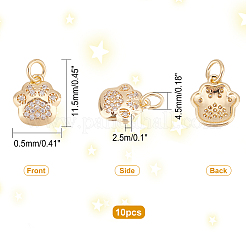 10Pcs Brass Micro Pave Clear Cubic Zirconia Charms&nbsp;KK-FH0003-23