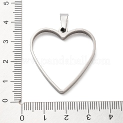 304ステンレススチールオープンバックベゼルペンダント  UVレジンDIY用  エポキシ樹脂  ステンレス鋼色  ハート  33x31x3mm  穴：8x4mm&nbsp;STAS-Z091-05P-09