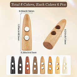 48Pcs 8 Colors 2-Hole Wood Buttons&nbsp;WOOD-GF0002-35A