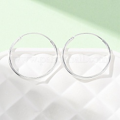925スターリングシルバーハギーフープピアス  リング  銀  20x1.2mm  ピン：0.6mm&nbsp;EJEW-C179-05B-S