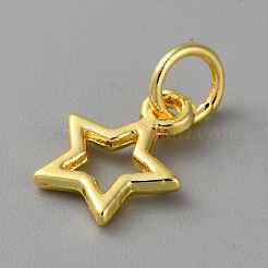 合金ペンダント  中国風  18KGP本金メッキ  スター  12x10x1.5mm  穴：4mm&nbsp;FIND-WH0159-63G-12