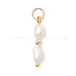 Natural Baroque Keshi Pearl & Electroplate Synthetic Non-magnetic Hematite Beaded Pendants&nbsp;PALLOY-JF04993-01