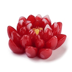 ツートンカラーの不透明樹脂デコデンカボション  3d 蓮の花  ファイヤーブリック  36x37x15mm&nbsp;LS-RESI-K042-01D