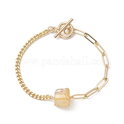 Electroplated Hexagon Prism Natural Quartz Link Bracelets&nbsp;BJEW-JB10753-01
