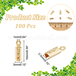 304ステンレス鋼折りたたみ式カシメエンドパーツ子  ゴールドカラー  10x3x2.5mm  穴：1mm  内径：2x2.5mm  100個/箱&nbsp;STAS-UN0009-37G