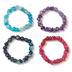 4Pcs Dyed Natural Dragon Veins Agate Beaded Stretch Bracelets for Women&nbsp;BJEW-JB13047