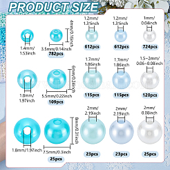 12 スタイル ABS プラスチック模造真珠ビーズ  ラウンド  ミックスカラー  4~8x3.5~8mm  穴：1~2mm&nbsp;FIND-PH0028-47