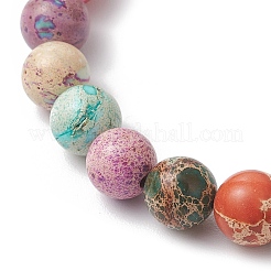 Natural Imperial Jasper Round Beaded Stretch Bracelets for Men Women&nbsp;BJEW-JB11956