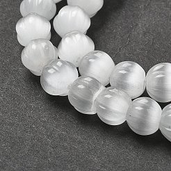 キャッツアイビーズ  カボチャのビーズ  ホワイト  7~7.5x7mm  穴：0.8mm  約50~51個/連  13.35