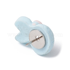 Rabbit with Bowknot Resin Cabochon Map Pins&nbsp;AJEW-TB00012-02