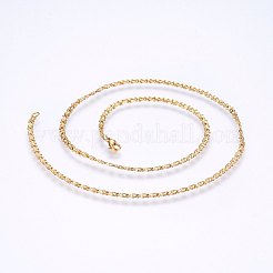 304ステンレススチールチェーンネックレス  カニカン付き  ゴールドカラー  19.69インチ（50cm）  3x1.5mm&nbsp;MAK-L015-10B