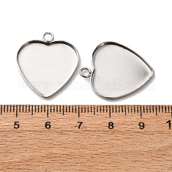 304ステンレススチールペンダントカボションセッティング  ハート  ステンレス鋼色  トレイ：20.5x21mm  24.5x21x2mm  穴：1.8mm&nbsp;STAS-D379-09C-P