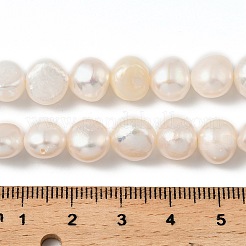 天然養殖淡水パールビーズ連売り  研磨両側  グレード3 A  貝殻色  9~10mm  穴：0.6mm  約41~42個/連  13.82''~14.17''（35.1~36センチメートル）&nbsp;PEAR-P064-19K-04B