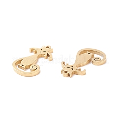 304ステンレスペンダント  猫  ゴールドカラー  12.5x8x0.8mm  穴：0.7mm&nbsp;STAS-E159-04G