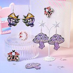 DIY Mushroom Acrylic Dangle Earrings Making Kit&nbsp;DIY-TA0009-64