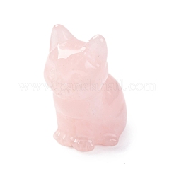 天然石ローズクォーツディスプレイパーツ  家の装飾用品  猫の形  45~48x29~30x29~31mm&nbsp;DJEW-P019-D01