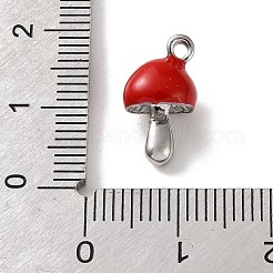 合金エナメルチャーム  きのこチャーム  プラチナ  レッド  15x8x7mm  穴：1.6mm&nbsp;AL-CBA6F08-01P-01