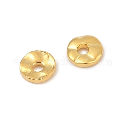 真鍮製スペーサービーズ  ウェーブフラットラウンド  18KGP本金メッキ  4x1mm  穴：1mm&nbsp;KK-D375-06G-01