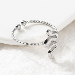 女性用304ステンレススチールカフリング  ヘビ  ステンレス鋼色  14.5x7mm  内径: 調節可能&nbsp;RJEW-B118-01P