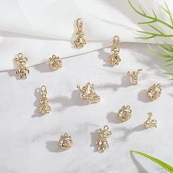 16ppcs 4スタイルラックメッキ真鍮ペンダント  長持ちメッキ  鉛フリー＆カドミウムフリー  混合形状  ライトゴールド  11~18x6~8x4~10mm  穴：1.2~2.4mm  4個/スタイル&nbsp;KK-FH0003-92