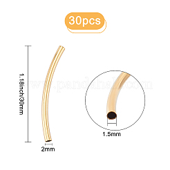 30個の真鍮チューブビーズ  長持ちメッキ  カーブチューブ  24KGP本金メッキ  30x2mm  穴：1.5mm&nbsp;KK-CN0001-56G