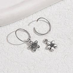 真鍮の花のフープピアス  バレンタインデーの贈り物  銀  25x10mm&nbsp;FK9101