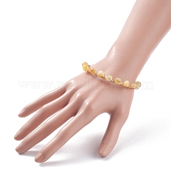 ナチュラルイエローオパール編み込みビーズブレスレット  女性のための銅線ラップアクセサリー用原石ジュエリー  ライトゴールド  8-1/8インチ（20.6cm）&nbsp;BJEW-JB07997-05