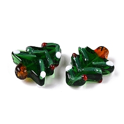 手作りランプワークビーズ  クリスマスツリー  グリーン  25~27x20~21x9~11mm  穴：0.8~1.6mm  約20個/連  20.67インチ（52.5cm）&nbsp;LAMP-N021-026