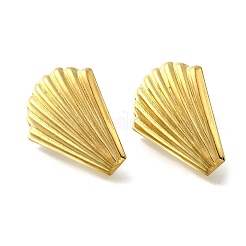 304ステンレススチールスタッドピアス金具  シェル形状  18KGP本金メッキ  25.5x20.5mm  穴：3mm  ピン：0.8mm&nbsp;X-STAS-B087-08A-G