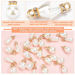 90Pcs 3 Style ABS Imitation Pearl & Brass Pendants&nbsp;KY-PH0001-22