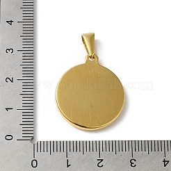 PVD真空メッキ304ステンレスペンダント  フラットラウンド、女神のチャーム付き  ゴールドカラー  25.5x22x3.5mm  穴：3x7mm&nbsp;STAS-B069-02G