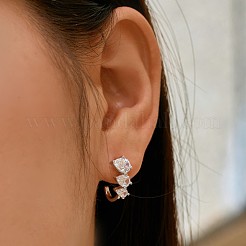 ティアドロップ 925 スターリングシルバー マイクロパヴェ キュービックジルコニア スタッドピアス 女性用  プラチナメッキ  15.5x8mm&nbsp;EJEW-Q384-02P
