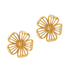女性用合金スタッドピアス  中空の花  ゴールドカラー  26x26mm&nbsp;WG09375-01