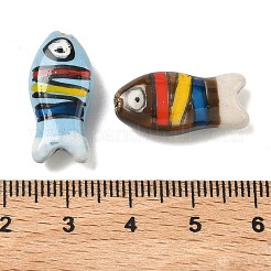 手作りの陶器ビーズ  手描きの陶器ビーズ  ファミーユは磁器バラ  魚  ミックスカラー  21~22x10~10.5x6.5~7.5mm  穴：1.6mm&nbsp;PORC-K011-01